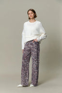 Skyler Leopard Print Straight-Leg Jeans in Cotton Denim