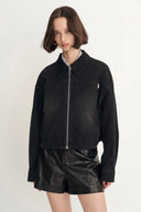 Pike Vintage Wash Boxy Cut Jacket in Cotton Denim