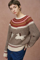 Freya Fair Isle Pony Sweater in Merino Wool Blend Knit