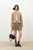 Glynnis Reversible Boxy Cropped Jacket in 100% Wool Pile
