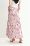 Mia Hand Painted Flora Skirt in Silk-Cotton