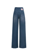 Jean taille haute à ourlet effiloché Vega en denim de coton délavé