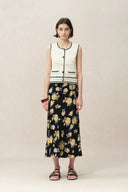 Falda Athena con Estampado de Rosas en Seda Morera 22MM