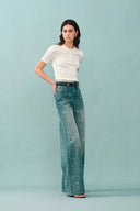 Nico Hand Sewn Embellished Jeans in Lightweight Washed Denim