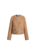 Glynnis Reversible Boxy Cropped Jacket in 100% Wool Pile