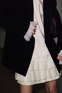 Lace Blazer With Detachable Lace Cuffs in Acetate Twill