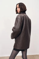 Lene Reversible Faux Fur and Leather Jacket in Merino Wool Teddy