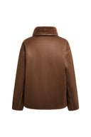 Hazel Brown Reversible Shearling Jacket in 100% Wool Pile