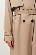 Anjea Wendemantel Doppelreihiger Trenchcoat aus Acetat-Woll-Mischung