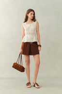 Zane Open Knit Drawstring Top in Cotton