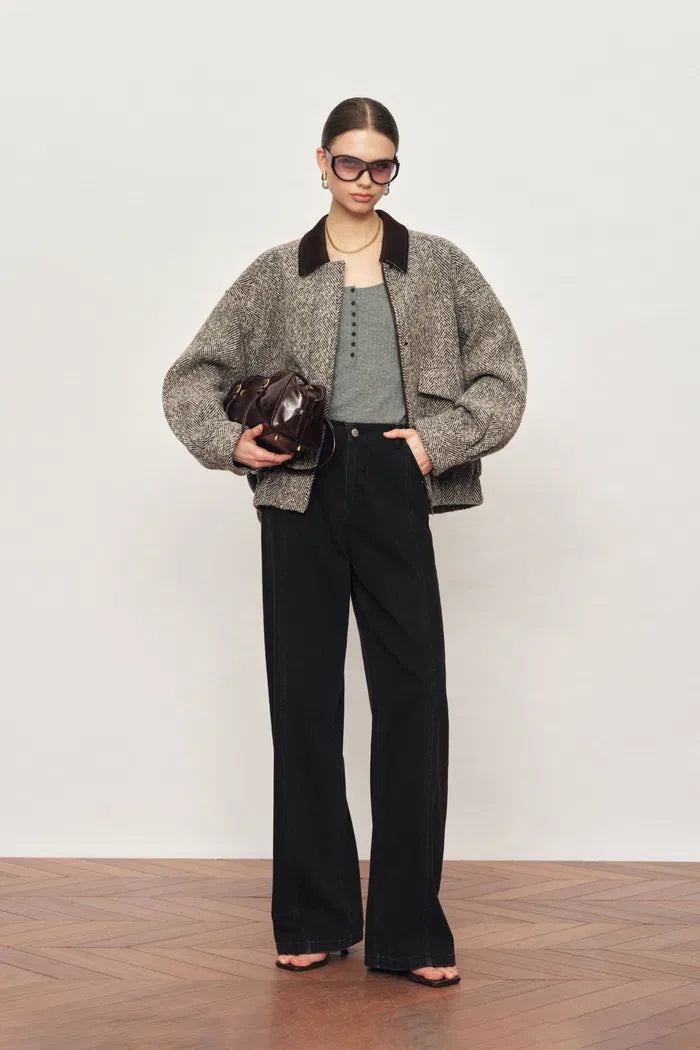 Dakota Tweed Baseball Jacket in Wool