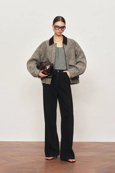 Dakota Tweed Baseball Jacket in Wool – fbrq.com