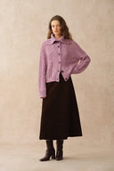 Rosalina Convertible Shawl Collar Cardigan in Merino Wool Cable Knit