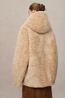 Clémence New Semi Oversized Hooded Sherpa Short Coat in Wool Blend