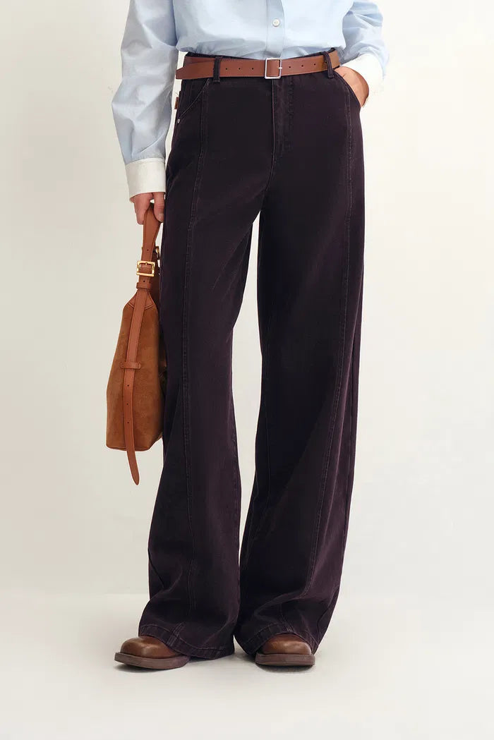 Paz Reddish Black Baggy Washed Jeans in Cotton Denim