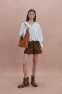 Blouse à Volants à Pois Métalliques Louise en Soie Mulberry