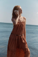 Celia Layered Strap Dress in Cotton Jacquard