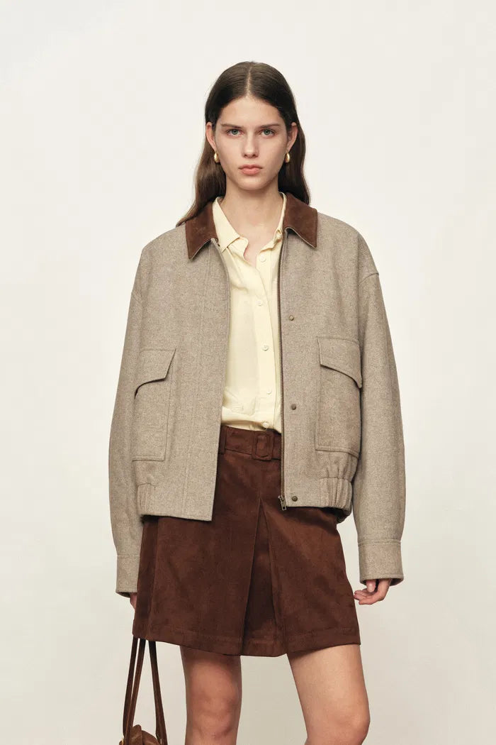 Dakota Tweed Baseball Jacket in Wool