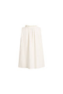 Rosalind Ruffle Neck Tie Front Sleeveless Top in Bubble Cotton