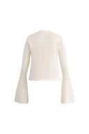 Megan Scalloped Trim Cardigan in Merino Wool Knit