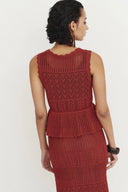 Grazia Heart Shaped Openwork Sleeveless Top and Skirt Set in Linen Blend