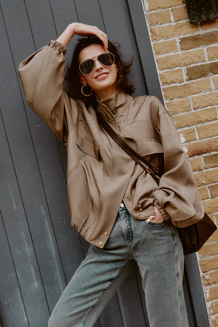 Aurin Bubble Hem Jacket in Satin Acetate