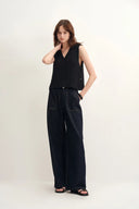 Winnie V Neck Sleeveless Top in Merino Wool Cable Knit