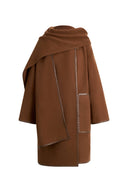 Selian Detachable Scarf Coat in Double-Face Merino Wool