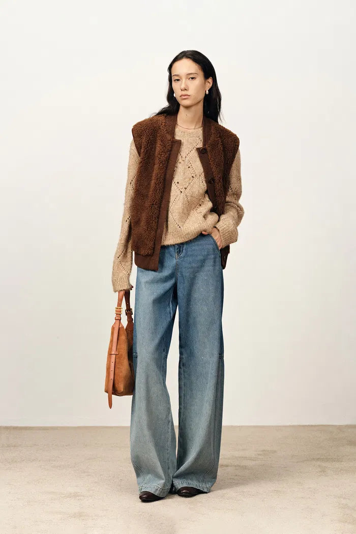 Morita Faux Fur Sherpa Fleece Vest Jacket in Alpaca-Merino Teddy