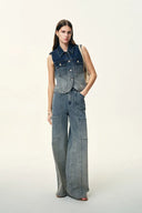 Jean droit teint en dégradé Spice en denim coton stretch