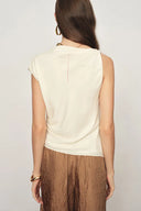 Olivia Floral Print Cowl Neck Drapey Sleeveless Top in Light Chiffon
