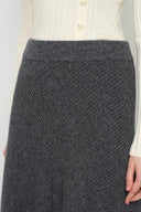 Lynn Asymmetric Ribbed Skirt in Wool Blend