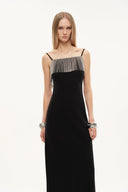 Nocturne Embellished Slip Dress in Viscose Acetate Blend