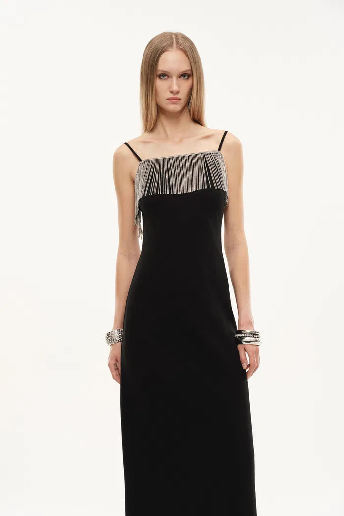 Nocturne Embellished Slip Dress in Viscose Acetate Blend XS Nocturne Embellished Slip Dress in Viscose Acetate Blend XS