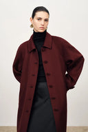 Brianna Belted Detachable Cape Trench Coat in Merino Wool Double-Face