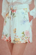 Blusa Ariel Flora e completo pantaloncini in misto seta-lino