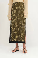 Jupe midi Wind en maille jacquard botanique
