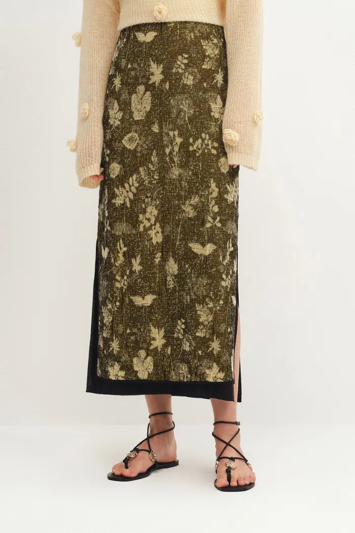 Wind Midi Skirt in Botanical Jacquard Knit