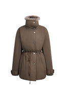 Isolde Drawstring Waist Parka Jacket in 90% White Goose Down