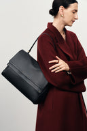 Rialto Double Flap Handbag in Calfskin Leather