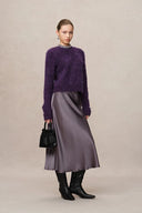 Violet Hand Sewn Crystal Stand Collar Sweater in Alpaca-Mohair Knit