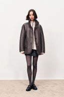 Lene Reversible Faux Fur and Leather Jacket in Merino Wool Teddy