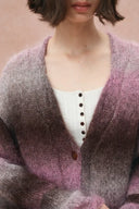 Cara Asymmetric Gradient Striped Cardigan in Space-Dyed Mohair