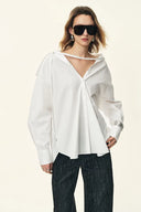 Ruby Detachable Waist Stitching Loose Shirt in Cotton