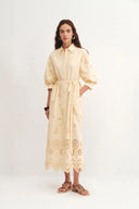 Louise Embroidered Shirt Dress in Cotton Poplin