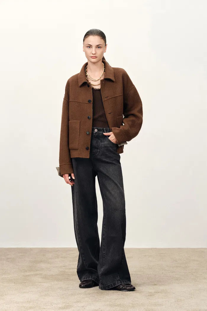 Astrid Slanted Side Seam Barrel Jeans in Cotton Denim