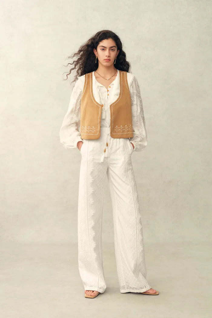 Ava Floral Drawstring Pants in Lace