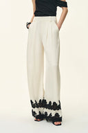 Kari Lace-Trim Pants in Acetate Satin