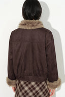 Gretchen Cropped Parka Jacket in Faux Suede