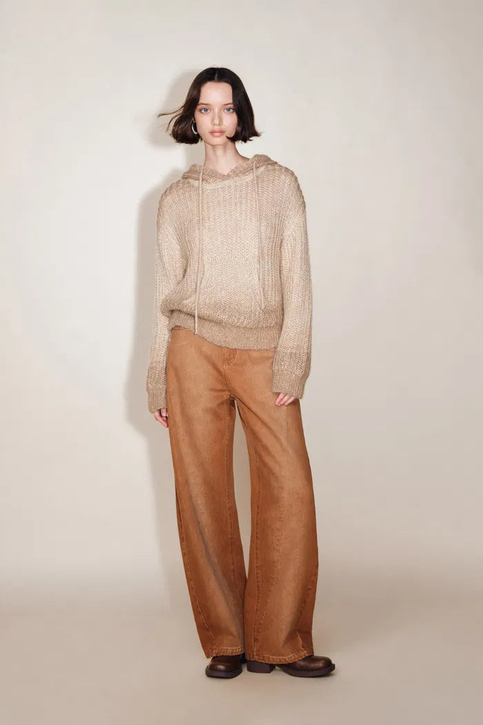 Stella Drawstring Sequined Hooded Sweatshirt in Mohair Sequin Yarn